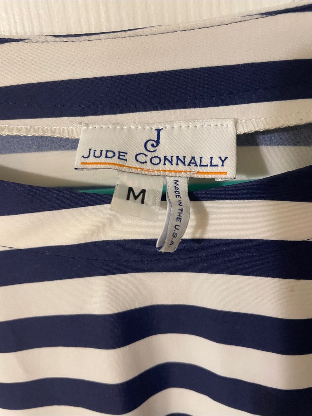 Jude Connally Navy and White Striped Short-Sleeve Shift Mini Dress - Picture 3 of 6